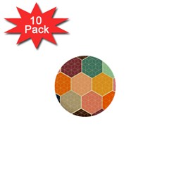 Abstract Hex Hexagon Grid Pattern Honeycomb 1  Mini Buttons (10 Pack)  by Proyonanggan