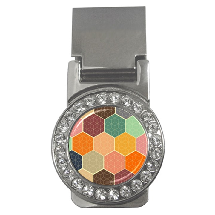 Abstract Hex Hexagon Grid Pattern Honeycomb Money Clips (CZ) 