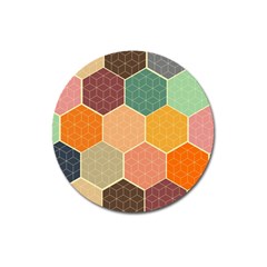 Abstract Hex Hexagon Grid Pattern Honeycomb Magnet 3  (round) by Proyonanggan