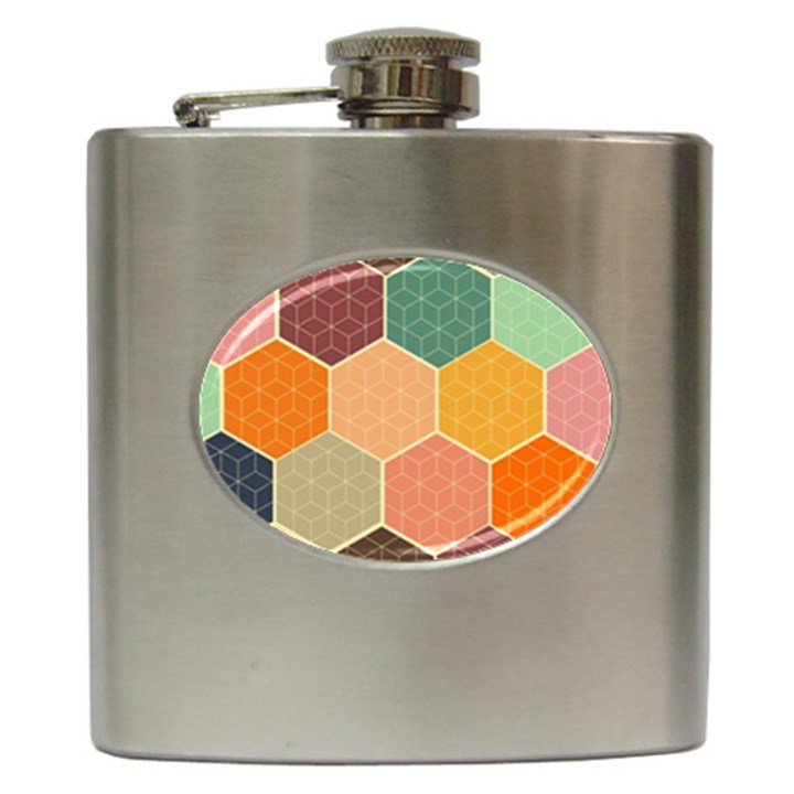 Abstract Hex Hexagon Grid Pattern Honeycomb Hip Flask (6 oz)