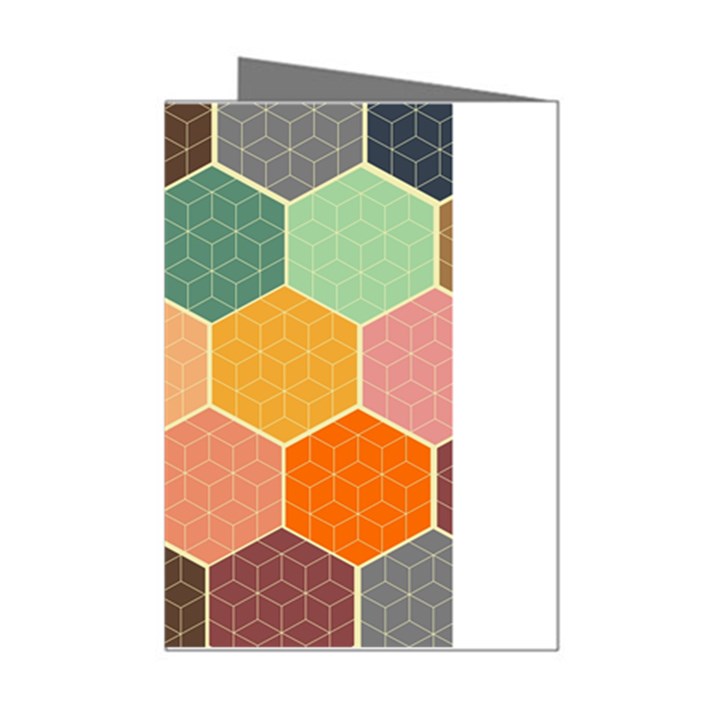 Abstract Hex Hexagon Grid Pattern Honeycomb Mini Greeting Cards (Pkg of 8)