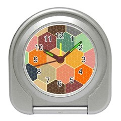 Abstract Hex Hexagon Grid Pattern Honeycomb Travel Alarm Clock