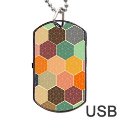 Abstract Hex Hexagon Grid Pattern Honeycomb Dog Tag Usb Flash (one Side) by Proyonanggan