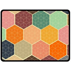 Abstract Hex Hexagon Grid Pattern Honeycomb Two Sides Fleece Blanket (large) by Proyonanggan