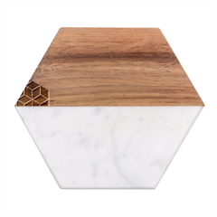 Abstract Hex Hexagon Grid Pattern Honeycomb Marble Wood Coaster (hexagon)  by Proyonanggan