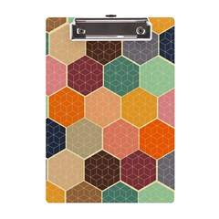 Abstract Hex Hexagon Grid Pattern Honeycomb A5 Acrylic Clipboard by Proyonanggan