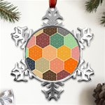 Abstract Hex Hexagon Grid Pattern Honeycomb Metal Small Snowflake Ornament Front