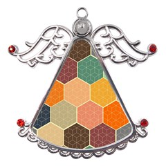 Abstract Hex Hexagon Grid Pattern Honeycomb Metal Angel With Crystal Ornament by Proyonanggan