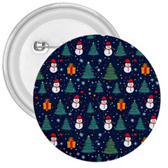 Snow Snowman Tree Christmas Tree 3  Buttons by Ravend