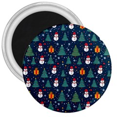 Snow Snowman Tree Christmas Tree 3  Magnets by Ravend