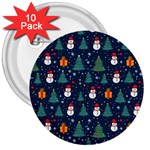 Snow Snowman Tree Christmas Tree 3  Buttons (10 pack)  Front