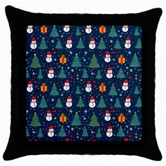 Snow Snowman Tree Christmas Tree Throw Pillow Case (black) by Ravend