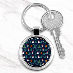 Snow Snowman Tree Christmas Tree Key Chain (round) by Ravend