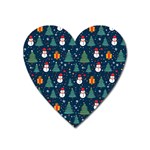 Snow Snowman Tree Christmas Tree Heart Magnet Front