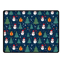 Snow Snowman Tree Christmas Tree Two Sides Fleece Blanket (small) by Ravend