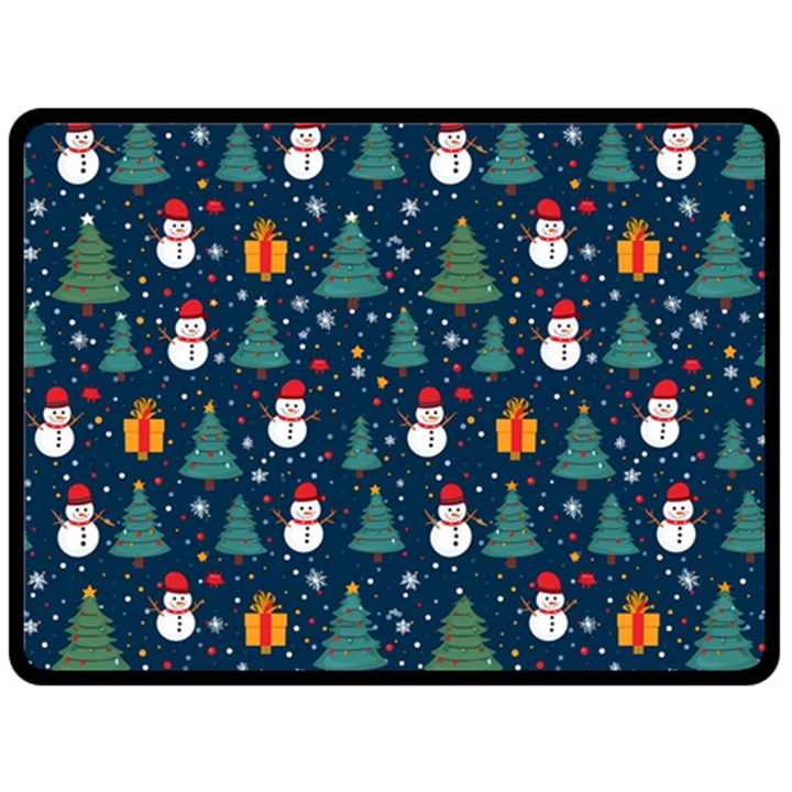 Snow Snowman Tree Christmas Tree Two Sides Fleece Blanket (Large)