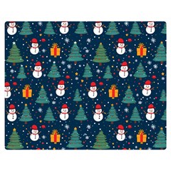 Snow Snowman Tree Christmas Tree Two Sides Premium Plush Fleece Blanket (teen Size) by Ravend