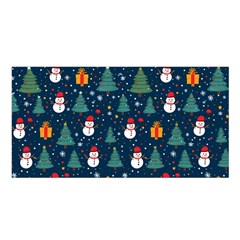 Snow Snowman Tree Christmas Tree Satin Shawl 45  X 80  by Ravend