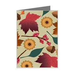 Autumn Leaves Colours Season Mini Greeting Card by Ravend