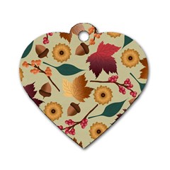 Autumn Leaves Colours Season Dog Tag Heart (two Sides) by Ravend