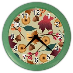 Autumn Leaves Colours Season Color Wall Clock by Ravend