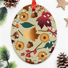 Autumn Leaves Colours Season Oval Filigree Ornament (two Sides)