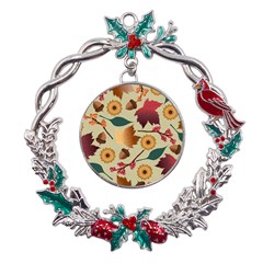 Autumn Leaves Colours Season Metal X mas Wreath Holly Leaf Ornament by Ravend