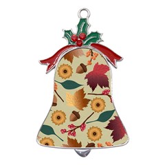 Autumn Leaves Colours Season Metal Holly Leaf Bell Ornament by Ravend