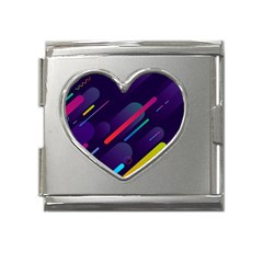 Colorful Abstract Background Mega Link Heart Italian Charm (18mm)