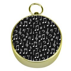 Chalk Music Notes Signs Seamless Pattern Gold Compasses by Ravend