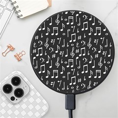 Chalk Music Notes Signs Seamless Pattern Wireless Fast Charger(black) by Ravend