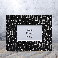 Chalk Music Notes Signs Seamless Pattern White Tabletop Photo Frame 4 x6  by Ravend