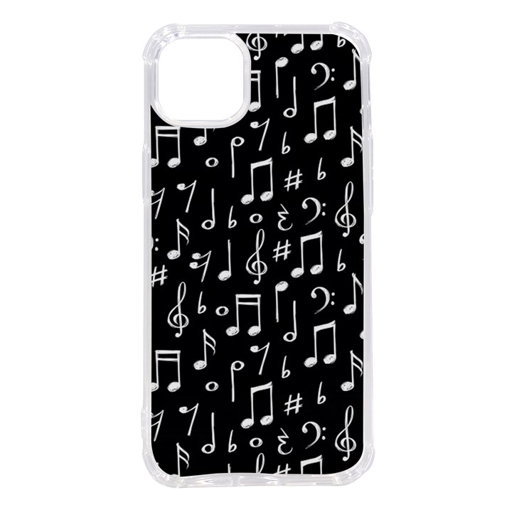 Chalk Music Notes Signs Seamless Pattern iPhone 14 Plus TPU UV Print Case