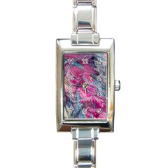 Fuchsia Waves Rectangle Italian Charm Watch by kaleidomarblingart