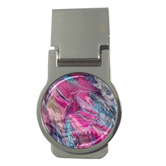 Fuchsia Waves Money Clips (round)  by kaleidomarblingart