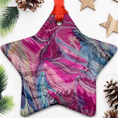 Fuchsia Waves Star Ornament (two Sides) by kaleidomarblingart