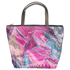 Fuchsia Waves Bucket Bag by kaleidomarblingart