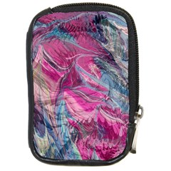 Fuchsia Waves Compact Camera Leather Case by kaleidomarblingart