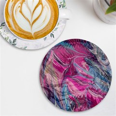 Fuchsia Waves Uv Print Round Tile Coaster by kaleidomarblingart