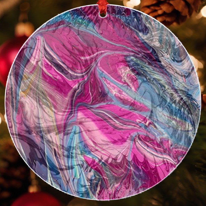 Fuchsia waves UV Print Acrylic Ornament Round