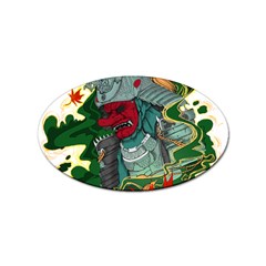 Armor Japan Maple Leaves Samurai Mask Cut Sticker (oval) by Ndabl3x