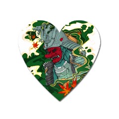 Armor Japan Maple Leaves Samurai Mask Cut Heart Magnet by Ndabl3x