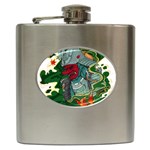 Armor Japan Maple Leaves Samurai Mask Cut Hip Flask (6 oz) Front