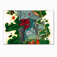 Armor Japan Maple Leaves Samurai Mask Cut Postcard 4 x 6  (pkg Of 10) by Ndabl3x