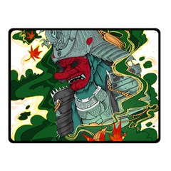 Armor Japan Maple Leaves Samurai Mask Cut Fleece Blanket (small) by Ndabl3x