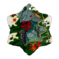 Armor Japan Maple Leaves Samurai Mask Cut Ornament (snowflake) by Ndabl3x