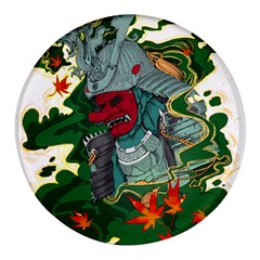 Armor Japan Maple Leaves Samurai Mask Cut Round Glass Fridge Magnet (4 Pack) by Ndabl3x