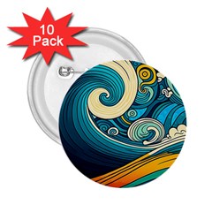 Waves Ocean Sea Abstract Whimsical Abstract Art 3 2 25  Buttons (10 Pack)  by Ndabl3x