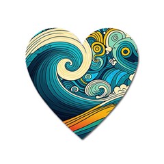 Waves Ocean Sea Abstract Whimsical Abstract Art 3 Heart Magnet by Ndabl3x