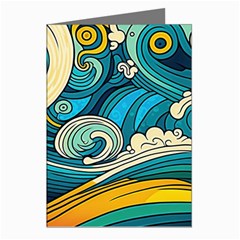 Waves Ocean Sea Abstract Whimsical Abstract Art 3 Greeting Cards (pkg Of 8) by Ndabl3x